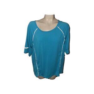 TANGERINE teal Athletic Top Reflective Trim Short Sleeve Activewear Shirt 2X